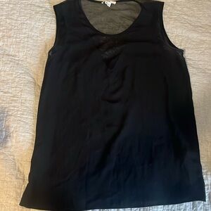 Helmet lang women’s black V neck tank with mesh detail size medium